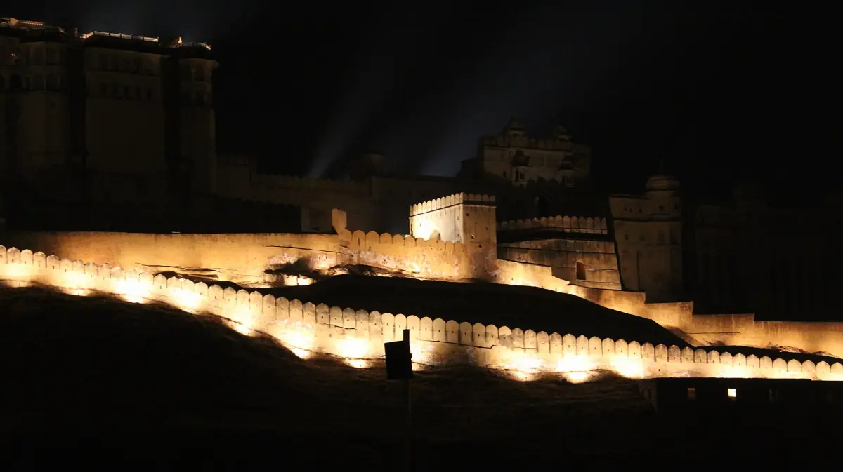 Amber Fort lit up at night