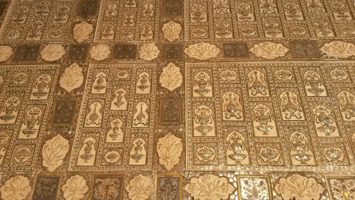 Inlaid mirror ceiling of the Sheesh Mahal